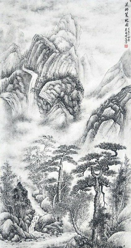 欣赏秦老九十幅竖幅山水中堂，笔墨苍润、气韵生动，值得收藏